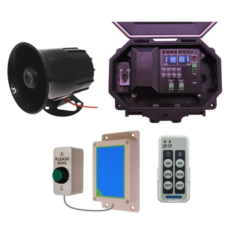 Wireless Commercial Siren Kit Included Heavy Duty Push Button & Loud Siren With Adjustable Duration