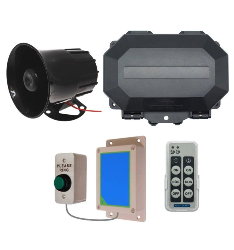 Wireless Commercial Siren Kit Included Heavy Duty Push Button & Loud Siren With Adjustable Duration