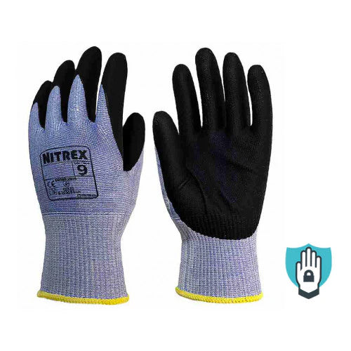 Light Gray Foam Nitrile/PU Touch Screen Hydrophobic Work Gloves - Level D Cut Protection - NitreGuard® Technology - In Bags of 10 Pairs