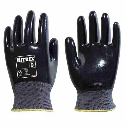 Dark Slate Gray Fully Coated Nitrile Gloves - High dexterity & Grip - In Bags of 10 Pairs
