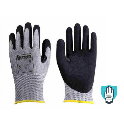 Light Gray Sandy Nitrile Gloves - Level D Cut - Dextrous - Reinforced Thumb Crotch - NitreGrip® and NitreGuard® Technology - In Bags of 10 Pairs