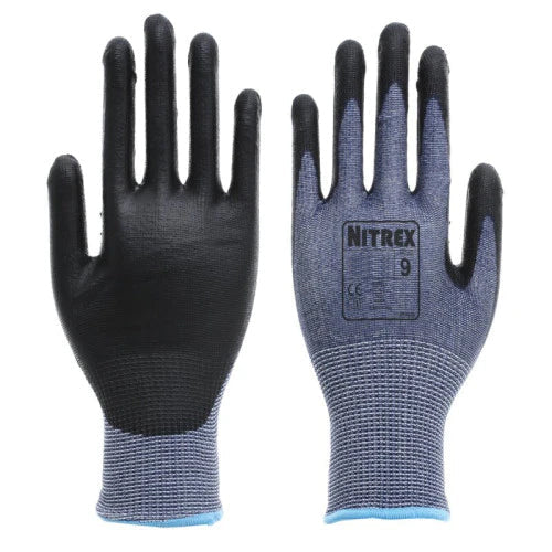 Dark Slate Gray PU Cut Resistant Gloves - Cut Level F - Equivalent Level 5 Cut resistant gloves - NitreGuard® Technology - In Bags of 10 Pairs