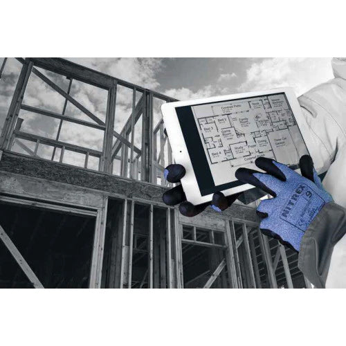 Dark Slate Gray Foam Nitrile/PU Touch Screen Hydrophobic Work Gloves - Level D Cut Protection - NitreGuard® Technology - In Bags of 10 Pairs
