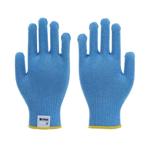 Steel Blue Seamless Cut Resistant Gloves - Food Safe - Ambidextrous - NitreGuard® Technology - Cases of 50 Gloves, 1 Glove per Bag