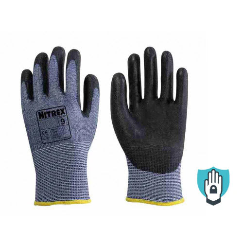 Dark Slate Gray PU Cut Resistant Gloves - Cut Level F - Equivalent Level 5 Cut resistant gloves - NitreGuard® Technology - In Bags of 10 Pairs