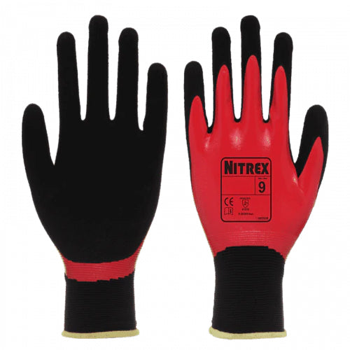 Black Sandy Nitrile Coated Seamless Gloves - Double Dipped - NitreGrip® Technology - In Bags of 10 Pairs