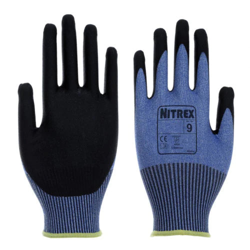 Black Foam Nitrile/PU Touch Screen Hydrophobic Work Gloves - Level D Cut Protection - NitreGuard® Technology - In Bags of 10 Pairs
