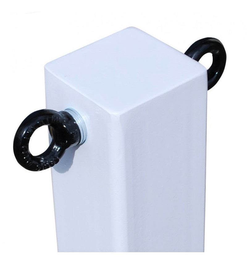 Light Gray Heavy Duty White Removable Parking & Security Post With 2 x Black Chain Eyelets