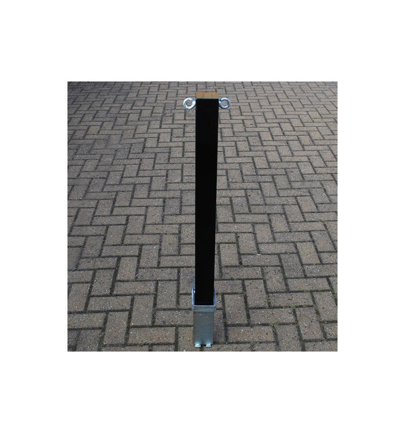 Dim Gray Heavy Duty Black Removable Security Post With Top Mounted Chain Eyelets