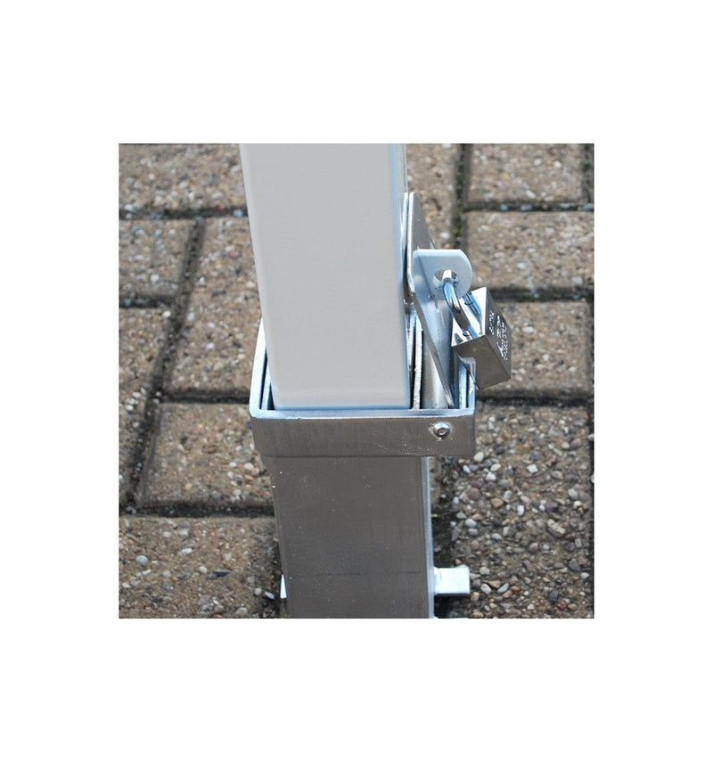 Slate Gray Heavy Duty White Removable Parking & Security Post With 2 x Black Chain Eyelets