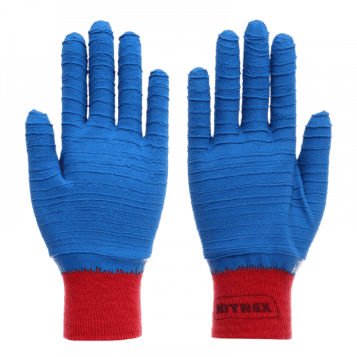 Steel Blue Latex Coated Gloves - Moisture Wicking - Level B Cut Protection - Wet & Dry Grip - Sanitized® Actifresh - In Bags of 10 Pairs