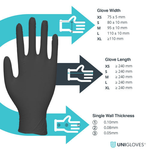 Medium Turquoise black nitrile gloves