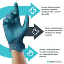 Dark Slate Gray Blue Vinyl Gloves – Safe For Food Preparation - Powder Free - Cases of 10 Boxes, 100 Gloves per Box