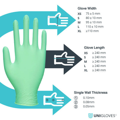 Medium Aquamarine Green Nitrile Gloves - Cases of 10 Boxes, 100 Gloves per Box