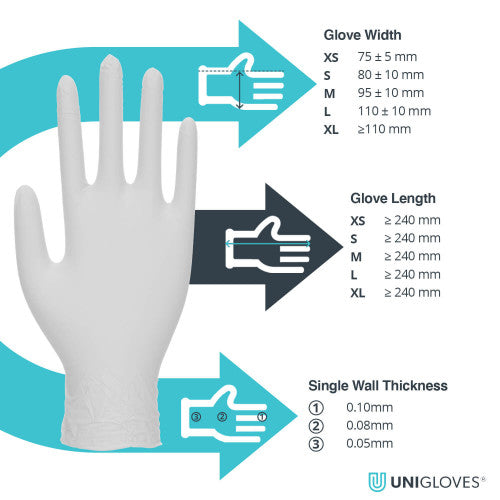 Light Sea Green white nitrile gloves – 10x100