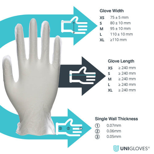 Light Sea Green Clear Vinyl Exam Gloves (EN455) – Cases of 10 Boxes, 100 Gloves per Box