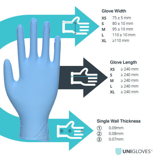 Sky Blue Heavy Duty Long Cuff Purple Nitrile Gloves - Cases of 10 Boxes, 100 Gloves per Box