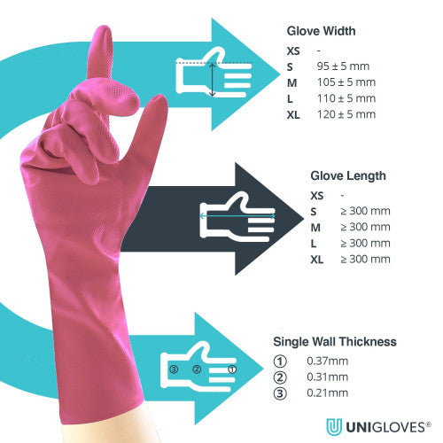 Pale Violet Red pink latex household gloves – 12x12