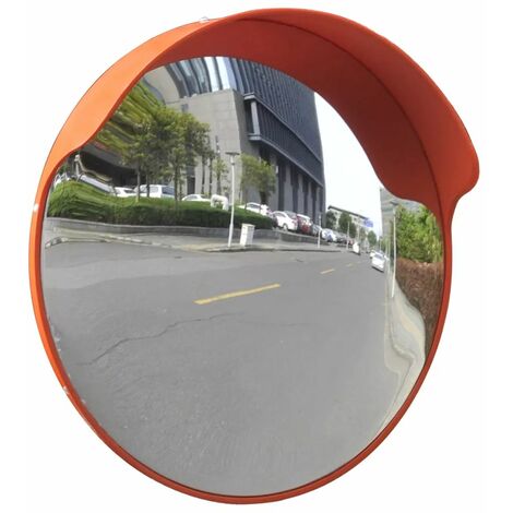 Dark Gray Plastic Outdoor Traffic Convex Mirror - Orange