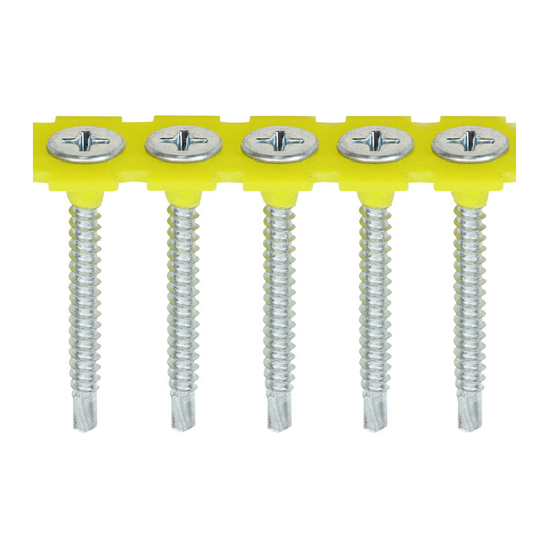 Collated Drywall Screws - PH - Bugle - Self Tapping Thread - Self Drilling - Zinc - 3.5 x 35