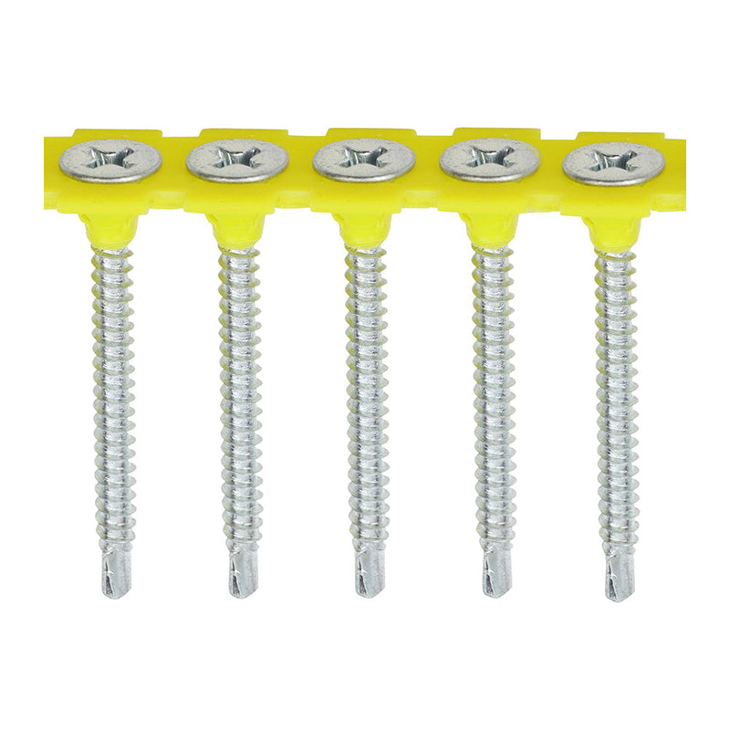 Collated Drywall Screws - PH - Bugle - Self Tapping Thread - Self Drilling - Zinc - 3.5 x 45