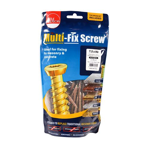 Concrete Screws - TX - Flat Countersunk - Yellow - 7.5 x 80