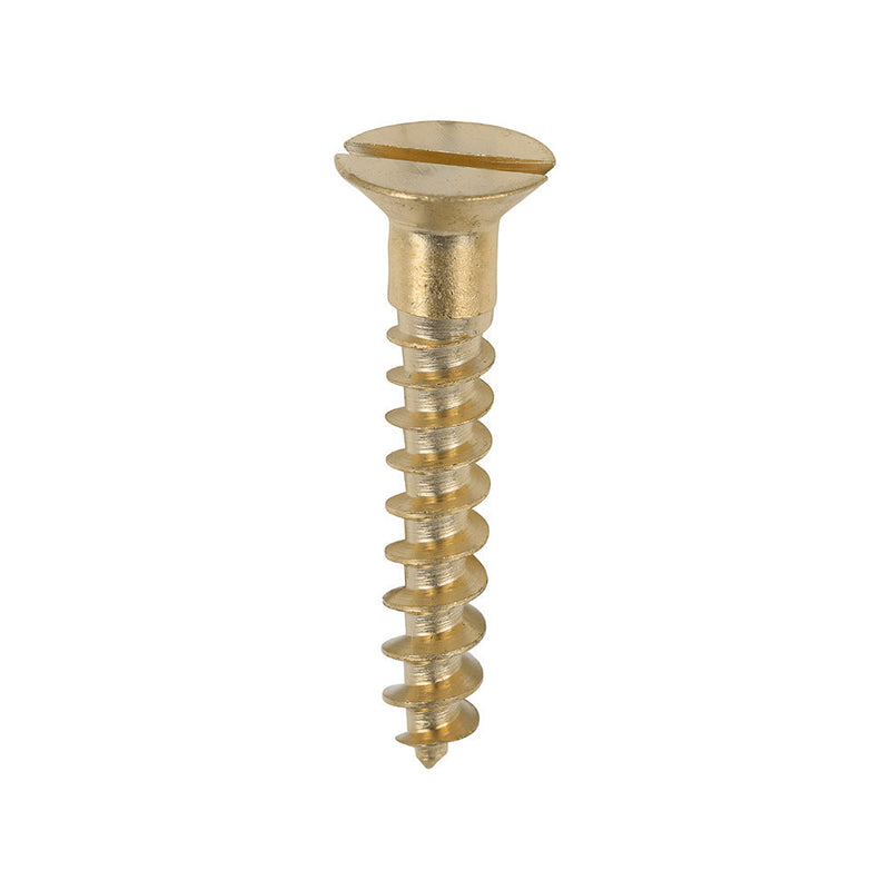 Solid Brass Timber Screws - SLOT - Countersunk - 8 x 1