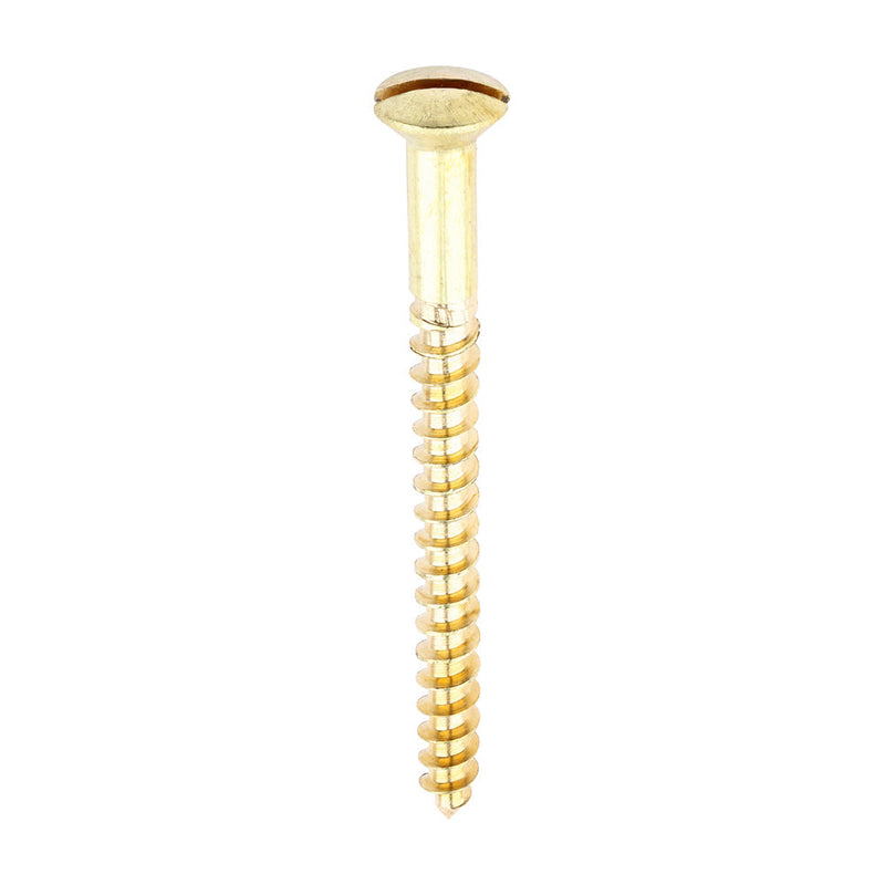 Solid Brass Timber Screws - SLOT - Raised Countersunk - 8 x 2