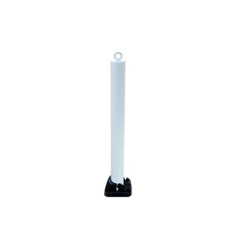 76mm White Fold Down Parking Post With Integral Lock & Chain Eyelet