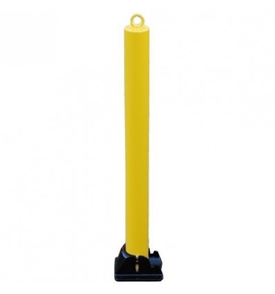 76mm Yellow Fold Down Parking Post With Integral Lock & Chain Eyelet