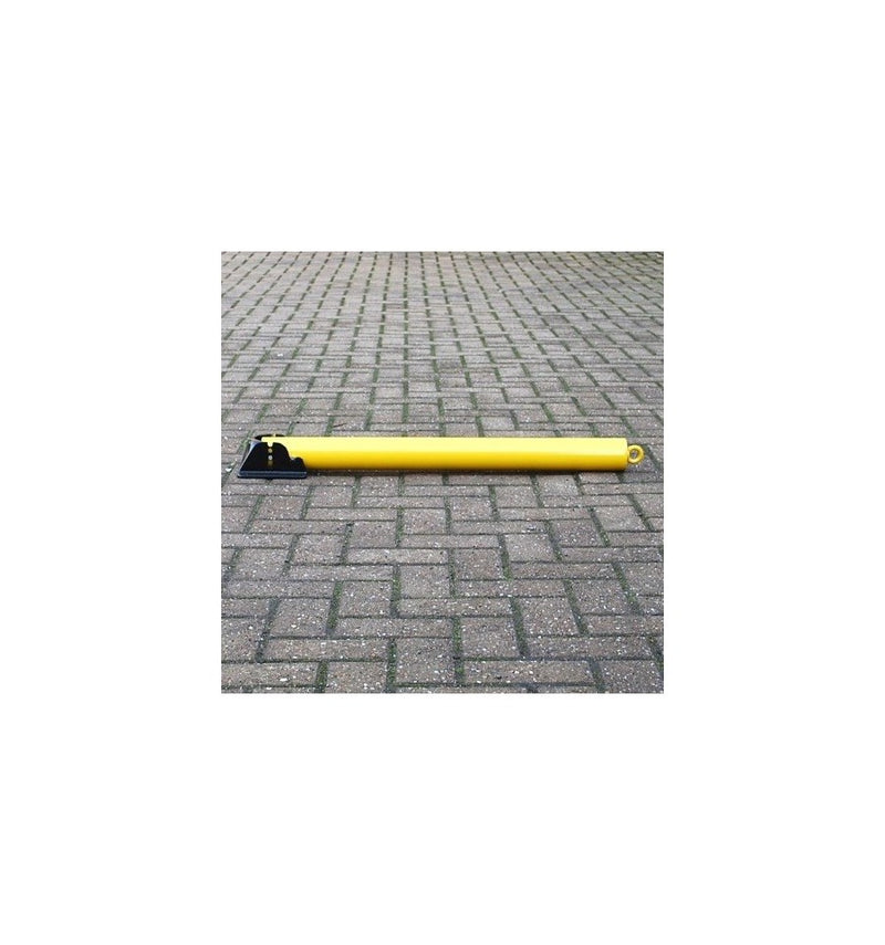 76mm Yellow Fold Down Parking Post With Integral Lock & Chain Eyelet