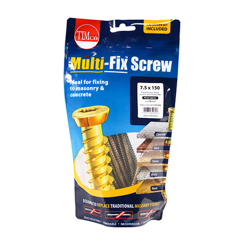 Concrete Screws - TX - Flat Countersunk - Yellow - 7.5 x 150