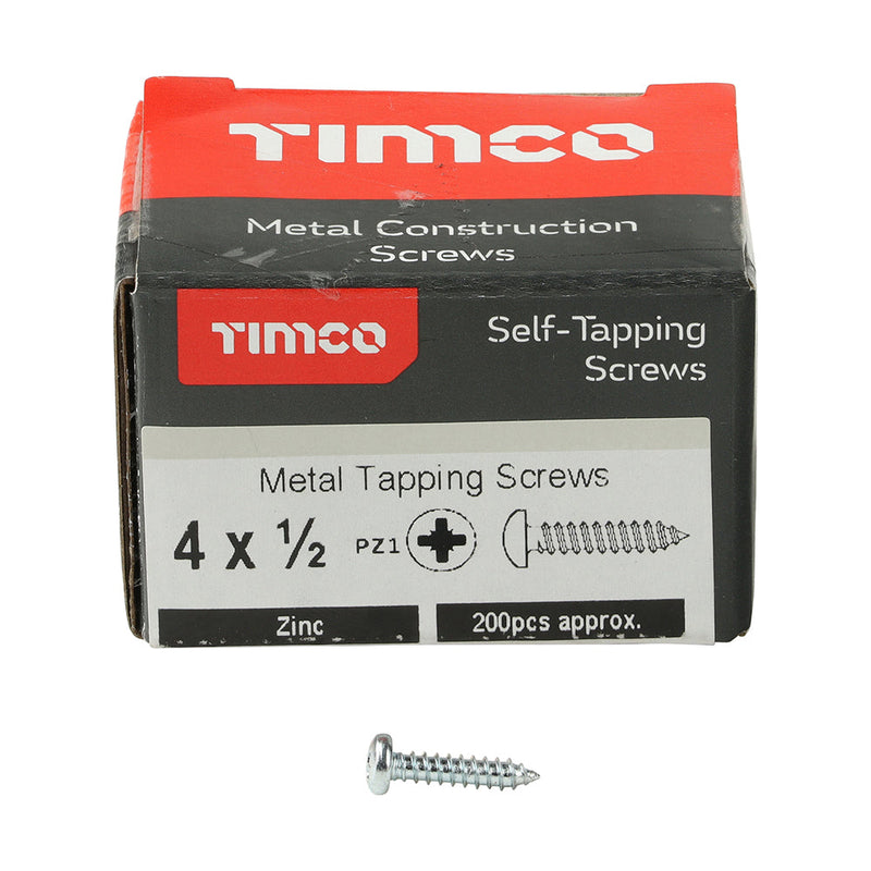 Self-Tapping Screws - PZ - Pan - Zinc - 4 x 1/2