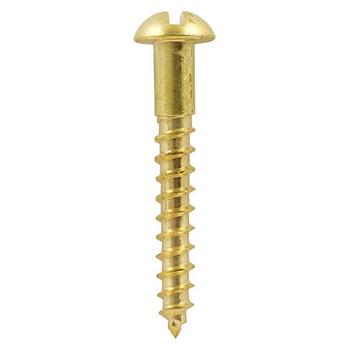 Solid Brass Timber Screws - SLOT - Round - 4 x 1/2