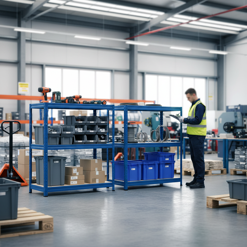 Premium Half Height Shelving Units - 900mm High - 200/280kg Capacity - Blue