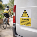Cyclist Safety Sticker – 150mm x 200mm – Self Adhesive Vinyl – Indoor/Outdoor Use
