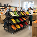 Premium Double Sided Mobile Fruit and Vegetable Display Stand - 2000mm with Robust Design and Easy Mobility
