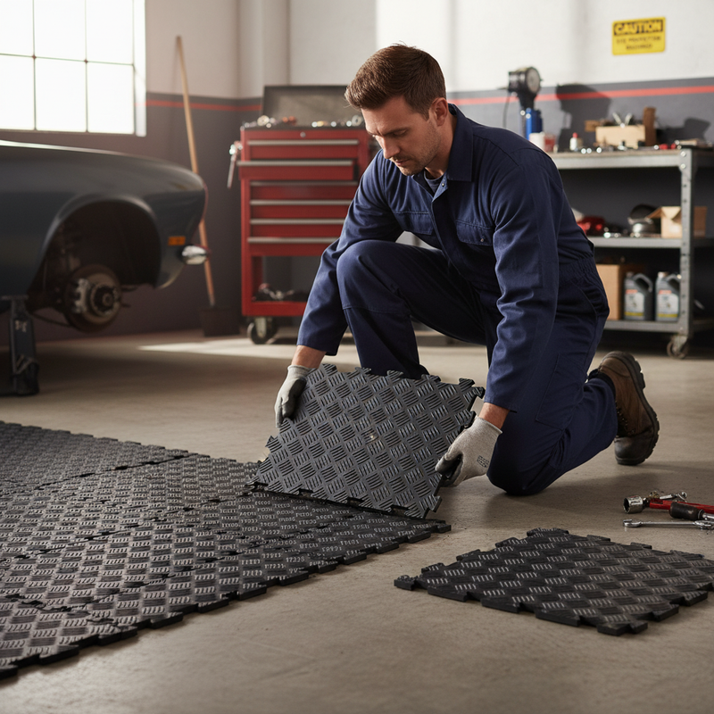 Premium Interlocking Floor Tiles with Tread Plate Surface