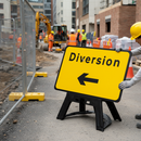 Premium Diversion Left Arrow Sign 2702 - Reflective, Durable, Complete with Frame and Ballast for Immediate Use