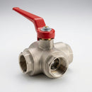 1½in BSP Female 3-Way T Port Ball Valve – 20 Bar Brass (view 2)