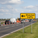 Premium Quick Fit Left Turn Traffic Diversion Sign 1050x450mm with High-Visibility Reflective Material