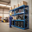 3x Heavy Duty Industrial Shelving - 1677mm High - 400kg Capacity - Steel - Blue