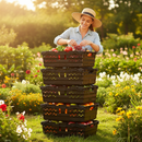 Premium Stackable Fruit and Vegetable Basket - 5 Crates, 35L Capacity, Durable Design with Fold Down Handles