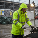 Premium Hi-Visibility Waterproof Padded Storm Coat with Reflective Tape and Adjustable Cuffs