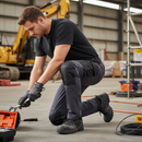 Premium Slim Fit Stretch Work Trousers with Adjustable Waistband, Water-Repellent Fabric, and Knee Pad Pockets for Comfort and Durability