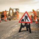 Premium Men At Work Sign with Easy Removable Face System and RA1 Reflective Material for Road Safety - Dia. 750mm