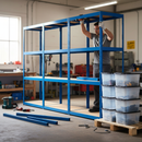 Premium 3x Shelving Units - 1600mm High - Blue with 12x 24L Storage Boxes