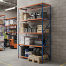 Premium Industrial Shelving - 2440mm High - 200kg Capacity - Steel Construction - Blue & Orange