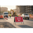 Professional Heavy Duty Works Traffic Left Arrow Road Sign - 1050x750mm with Engineer Grade Retroreflective Face