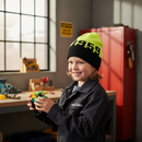 Premium Children's Reversible Beanie Hat with High Visibility Colors and Discreet Design